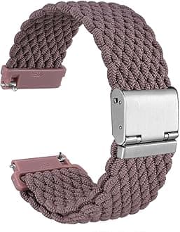 WOCCI 18mm Braided Nylon Watch Band for Men and Women, Quick Release, Silver Stainless Steel Buckle (Woodrose)