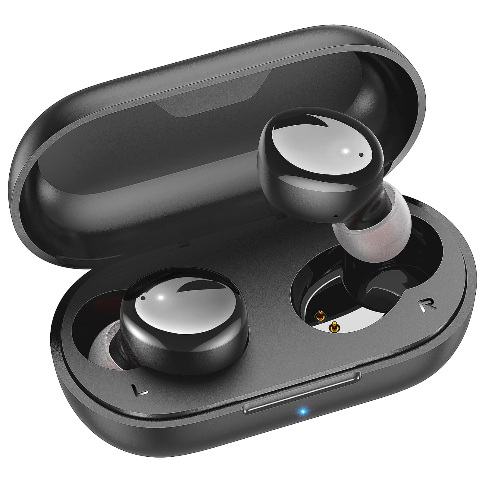 kurdene Wireless Earbuds Bluetooth 5.3 in Ear Buds Light Weight Headphones,Deep Bass Sound,Built in Mics Headset,Clear Calls Earphones for Sports Workout Glossy Black