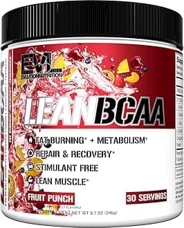 Evlution Nutrition Lean BCAA, BCAA’s, CLA and L-Carnitine - 30 Servings (Fruit Punch)