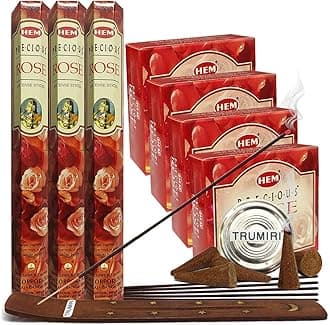 TRUMIRI Precious Rose Incense Sticks and Cone Incense Holder Variety Pack #2 Bundle