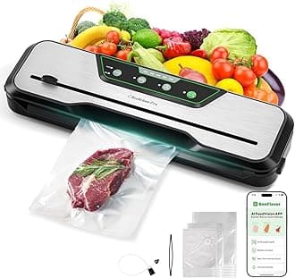 Automatic Food Vacuum Sealer Machine | Beelicious Pro 80KPa 8-In-1 Food Vacuum Saver with Starter Kits | 15 Bags, Pulse Function, Moist & Dry Mode and External VAC for Jars and Containers