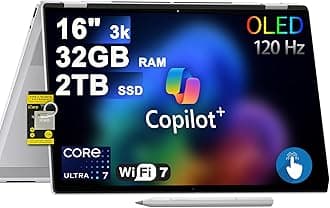 HP OmniBook 7 Flip 16 2-in-1 Professional Business Laptop 16" 3k OLED Touch Intel 8-core Ultra 7 Series 2 258V (Up to 47 Tops) 32GB RAM 2TB SSD 5MP IR Camera Wi-Fi7 w/Pen Win11 ICP Hub/Copilot+ AI