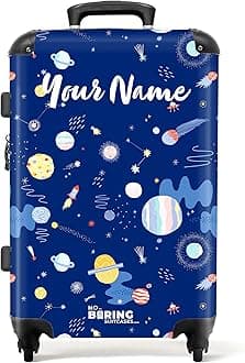 Children's Luggage Kids Suitcase for Boys - Personalised Large Hard Shell Luggage on Wheels - Blue Starry Sky and Planets - 26-28 inch - 23kg