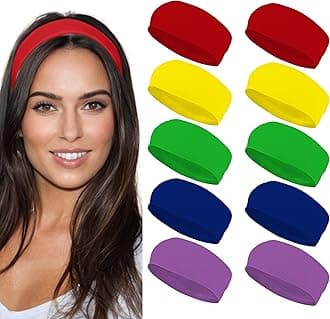 Styla HairHeadbands for Women Stretch Fashion Headbands 10 Pack Non-Slip Head Wraps Great for Spa, Sports, Yoga, Pilates, Running, Gym Headband, Workouts - Rainbow
