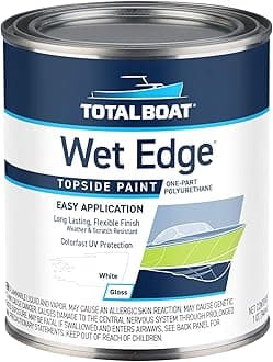Wet Edge Topside Marine Paint Premium Polyurethane Coating for Boats, RVs, Exterior Trim, Fiberglass, Metal, and Wood (White, Quart)