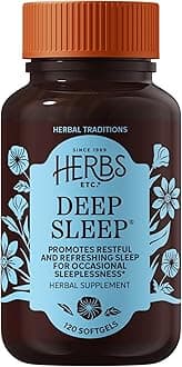 Herbs Etc. Deep Sleep Softgels - Herbal Sleep Support Supplement - Rest & Calming Support with Passionflower, Chamomile & Lemon Balm - 120 Softgels (120 Servings)