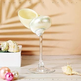 Conch Shell Wine Glasses Wedding Wine Cup Martini Goblet Cocktail Drinkware Drinking Stemware for Valentine Birthday Wedding Bridesmaids Anniversary Party(White Conch,Clear Base,1 Pcs)