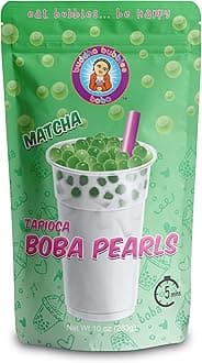 Premium Boba Tea Real Tapioca Pearls Ready in 3 Minutes by Buddha Bubbles Boba (Matcha Green Tea)