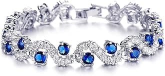 Royal Blue Crystal High Grade CZ Silver Plated Stylish Bracelet Gift for Girls Women(9576b), One Size
