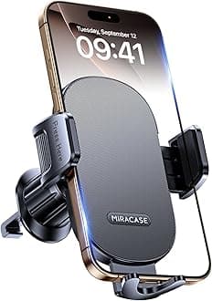 Miracase Phone Holders for Your Car with Metal Hook Clip, Air Vent Cell Phone Stand Car Mount, Universal Automobile Cradle Fit for iPhone Android and All Smartphones, Dark Grey