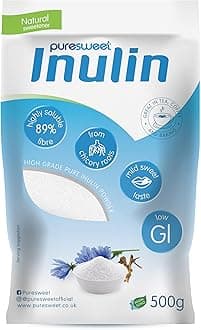 Inulin Prebiotic Fibre Powder 500g by Puresweet®, Chicory Root, Highly Soluble, Made in The EU, Fructo Oligosaccharide (FOS), Gluten Free, Vegan.