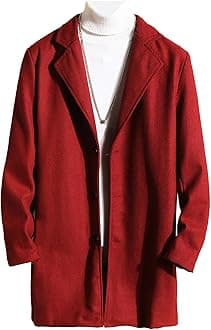 JEShifangjiusu Men'S Trench Coat Long Wool Coat Winter Classic Overcoat Top Pea Coat Casual Business Cotton Blend Jacket