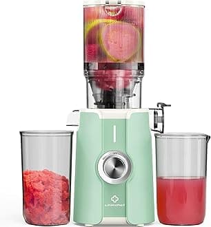 Cold Press Juicer, LINKChef Slow Masticating Juicer Machines with No-Prep 4.35" Large Feed Chute & Upgraded Auger for Whole Vegetables and Fruits, 42oz Capacity, Easy to Clean, Light Green