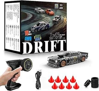RC Drift car, 1/43 Mini Rc Drift car with Gyroscope, 2.4GHz Full Proportional Remote control Cars, 4WD High Speed Racing with Lights, Racing Tires, Model Cars Gift for Adults, Kids, Boys, Girls