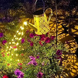 Solar Watering Can with Lights,Hanging Waterfall Lights Waterproof,Solar Lights Outdoor Garden for Yard Porch Lawn Backyard Landscape Pathway Patio Outside Gardening Gifts, Gift for Women