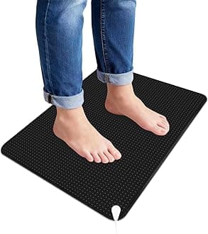 Grounding Mat(15.7x19.6 Inch), Breathable Grounding Pad for Bed, Breathable Grounding Pad with Air Holes, Reduce Inflammation and Stress with 15 Ft Grounding Cord, Black