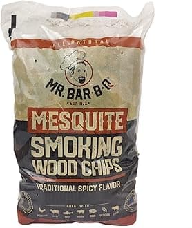 Mr. Bar-B-Q Mesquite Wood Smoker Chips, 100% All Natural Mesquite Wood Smoking Chips for Smokers, Works on Any Heat Source, Traditional Spicy Flavor for Backyard BBQ Grilling & Camping (1.8 Lb Bag)