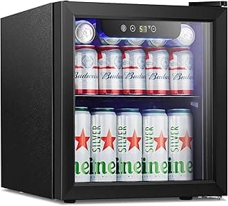 Antarctic Star - Mini Fridge Fridge 12 Bottles 48 Cans Glass Door for Drinks or Beer Wine Small Drink Dispenser for Home Office Bar Electronic Control
