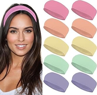 Styla HairHeadbands for Women Stretch Fashion Headbands 10 Pack Non-Slip Head Wraps Great for Spa, Sports, Yoga, Pilates, Running, Gym Headband, Workouts (Pastel Light)