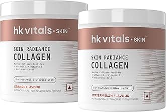 HealthKart Hk Vitals Skin Radiance Collagen Powder,Marine Collagen (Orange&Watermelon,200 G),Collagen Supplements For Women&Men With Biotin,Vitamin C&E,For Healthy Skin,Hair&Nails (Combo Pack)