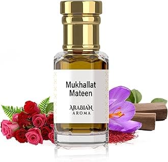 Arabian Aroma Mukhallat Mateen Attar | Saffron, Rose & Sandalwood Attar | Alcohol-Free, Long-Lasting | 100% Pure Perfume | Itra Perfume For Men | Fresh Oriental Ittar (6ml)