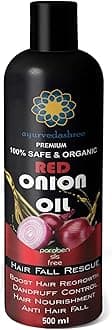 AYURVEDASHREE Red Onion Hair Oil For Hair Regrowth & Hair Fall with Black Seed Onion Oil, Pure Argan Oil, Sandalwood Oil, Rose Oil - Organic- Intensive Hair Fall Dandruff Treatment- 200 Ml 6.7 fl oz