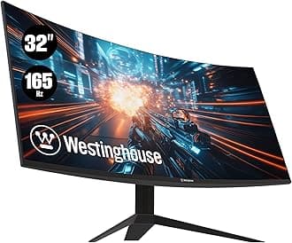 Westinghouse 32 Inch Curved Full HD Gaming Monitor, 165Hz, AMD FreeSync Support, Low Motion Blur, 1500R Curve, 1920 x 1080, for PC Games with Built in Speakers, DisplayPort, 2X HDMI