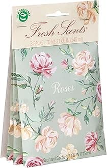 Willowbrook | Fresh Scents Scented Sachet Packet | Roses | Air Freshener Bags for Drawers, Closets, Cars | 3 Pack | Long Lasting Home Fragrance