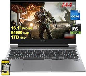 HP Omen 16 Gaming Laptop 16.1" FHD IPS 144Hz Intel 16-core i7-14650HX (>i9-13900HX) 64GB RAM 1TB SSD GeForce RTX 4060 RGB Backlit Thunderbolt FHD Privacy Camera Fast Charging Win11 w/ICP Accessory