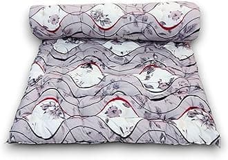 Deevine Craft Soft Cotton Foldable Mattress | 3D Printed Opal Purple White Design Single Firm Gadda | Lightweight 1 Sleeping Capacity | 3 x 6 ft or 72 x 36 Inches | Hypoallergenic Breathable