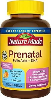 Nature Made Prenatal with Folic Acid + DHA, Dietary Supplement for Daily Nutritional Support, 110 Softgels, 110 Day Supply