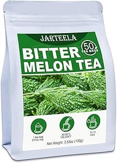 Jarteela - Bitter Melon Tea Bags - 2g x 50 Count - Premium Dried Momordica Charantia - Non-GMO - Caffeine-free - Natural Wellness Herbal Tea for Digestive Support