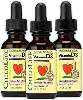 Vitamin D3 Drops for Kids, Children, & Toddlers - Liquid Vitamin D Drops, 500 IU per Drop, Immune & Bone Health Support, Natural Berry - 1 Fl Oz (Pack of 3)