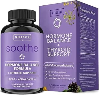 WellPath Soothe Hormone Balance for Women + Cortisol Supplements for Women | Thyroid Support, Mood Support, & Metabolism Booster | Adrenal Support | Rhodiola, Selenium, Iodine | Adaptogens, 60 ct