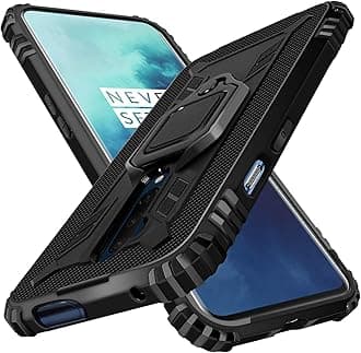 for OnePlus 7 Pro Case | 10ft. Drop Tested | Carbon Case | Ultra Slim | Lightweight | Scratch Resistant | Shockproof Rugged Protective Cover with Kickstand for OnePlus 7 Pro/ 1+7 Pro, Black