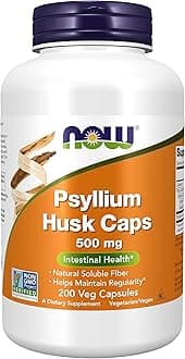 NOW Psyllium Husk 500mg, 200 Veg Capsules