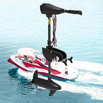 50 LBS Thrust Trolling Motor, 12V Transom Mounted Saltwater Electric Outboard Motor 8 Speed w/LED Battery Indicator and Telescoping Handle for Kayak, Inflatable Fishing Boats