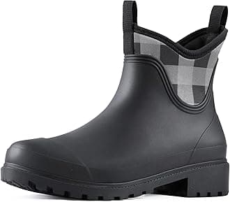 Ankle Rain Boots Women Waterproof Garden Boot Comfort Lined Rubber Mud Chore Booties Slip on Chelsea Rain Footwear