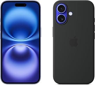 Apple iPhone 16 256GB: 5G Mobile phone with Apple Intelligence - Ultramarine + Silicone Case with MagSafe - Black