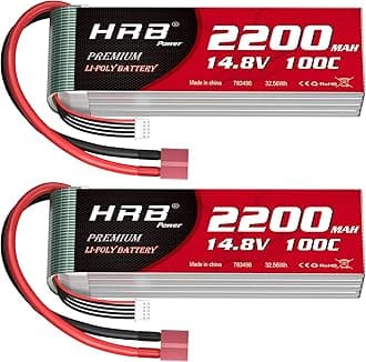 HRB 2PCS 2200mAh 14.8V 4S 100C RC LiPo Battery Pack with Deans T Plug for RC Airplane Helicopter Quadcopter Vehicle Boat