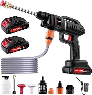 Ankishi Cordless Pressure Washer, Power Washer, 60 Bar and Charger 1500W Portable Pressure Washer with Nozzle and 5m/16.6ft tube for Car, Watering Flowers, Cleaning Floors