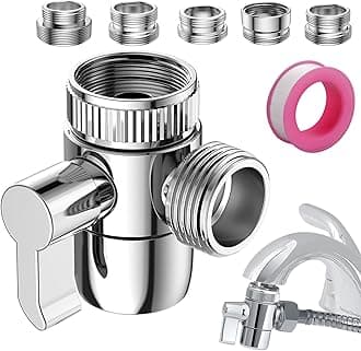 Faucet Diverter Valve with Aerator, 3-Way Diverter Valve for Hand Held Shower, Sink Faucet Splitter for Kitchen and Bathroom, with M22/M24/M26/F28/G1/2" Adapters