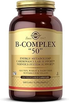 Solgar B-Complex “50”, 250 Vegetable Capsules - Energy Metabolism, Cardiovascular Support, Nervous System Support - Non-GMO, Vegan, Gluten Free, Dairy Free, Kosher, Halal - 250 Servings