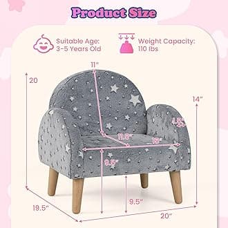 INFANS Kids Sofa with Glow in The Dark, Toddler Armchair Couch with Solid Wooden Frame Anti-Tipping, Upholstered Comfy Foam Children Chair for Kindergarten Playroom Preschool, Gift for Boys Girls