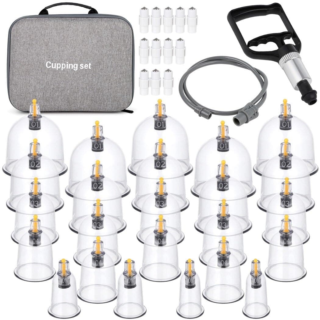 24 Cups Cupping Therapy Set, Cupping Kit for Massage Therapy, Cupping Set Massage Therapy Cups with Vacuum Magnetic Pump, Suction Hijama Cupping Set for Pain Relief Relaxation