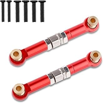 2pcs Upgrade Metal Steering Linkage Parts Pull Rod Arm Tie Rod for 1/14 MJX Hyper Go H14BM 14209 14210 RC Car Steering Linkage Accessories (Red)