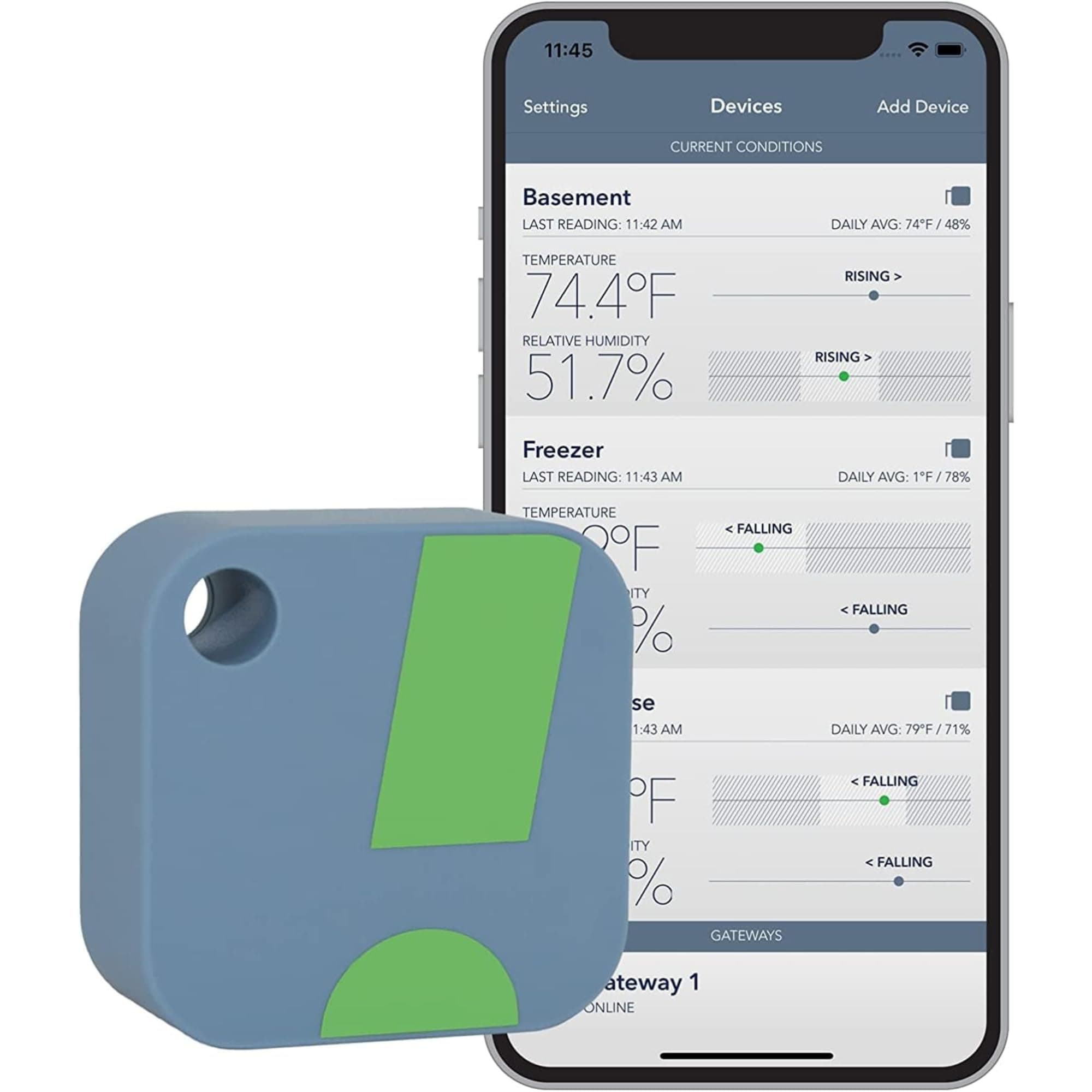 HT1 Smart Temperature Sensor and Humidity Sensor - Bluetooth Thermometer and Hygrometer with App Monitoring - Indoor/Outdoor Temperature and Humidity Monitor for RV, Basement, Fridge & More (4 Pack)