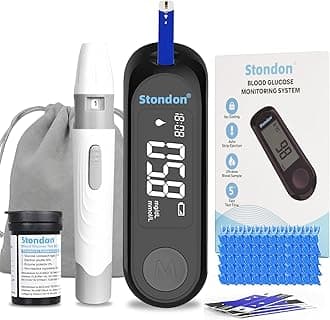 Blood Glucose Monitor Kit, Blood Sugar Test Kit with Lancing Device, 50 Test Strips and 50 Lancets, Glucose Meter for Home Use, Diabetes Home Testing Kit