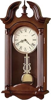 Howard Miller Everett Pendulum Wall Clock – Elegant Decorative Analog Clock Featuring Dual Chime Automatic Volume Control & Nighttime Shut-Off, Perfect for Enhancing Room Decor Offices & Home