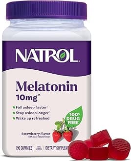 Melatonin Gummies, Sleep Support, 190 Strawberry-Flavored Adult Melatonin Gummies, 10 mg Sleep Aids for Adults